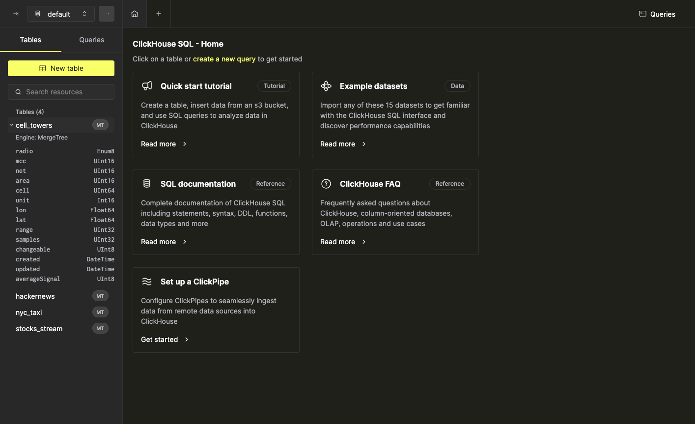просмотр столбцов